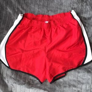 Red, Black and white running shorts medium(8-10)